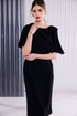Kate Cooper Shawl Neckline Dress With Short Sleeve Black Champagne Luxury Occasionwear KCAW26102