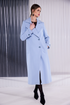 Kate Cooper Wool Mix Coat Sleeve Tabs Arctic Blue Luxury Long Line Occasionwear KCAW26103