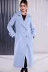 Kate Cooper Wool Mix Coat Sleeve Tabs Arctic Blue Luxury Long Line Occasionwear KCAW26103