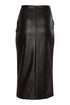Kate Cooper Leatherette Straight Skirt With Front Slit Black Luxury Faux Leather Pencil Skirt KCAW26