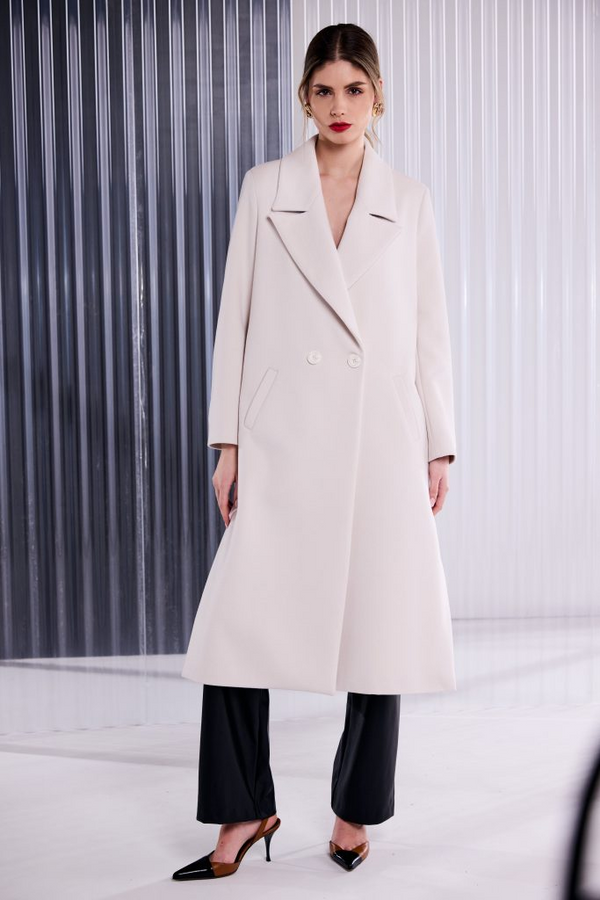 Kate Cooper Double Breasted Long Coat KCAW26111 - Ice
