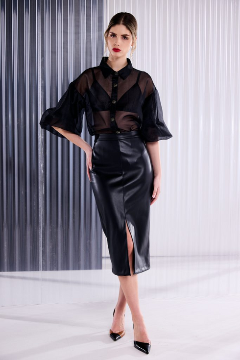 Kate Cooper Organza Blouse With Jewel Button KCAW26123 Black