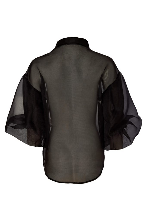 Kate Cooper Organza Blouse With Jewel Button KCAW26123 Black