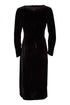 Kate Cooper Velvet Dress With Pleated Detail at Side With Trim in Chocolate KCAW26126