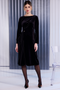 Kate Cooper Velvet Dress With Pleated Detail at Side With Trim in Chocolate KCAW26126