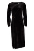 Kate Cooper Velvet Dress With Pleated Detail at Side With Trim in Chocolate KCAW26126