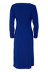 Kate Cooper Round Neck Plain Dress With Pleated Detail with Side With Trim in True Blue KCAW26127