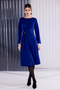 Kate Cooper Round Neck Plain Dress With Pleated Detail with Side With Trim in True Blue KCAW26127