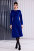 Kate Cooper Round Neck Plain Dress With Pleated Detail with Side With Trim in True Blue KCAW26127