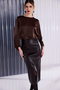 Kate Cooper Leatherette Straight Skirt With Front Slit Black Luxury Faux Leather Pencil Skirt KCAW26