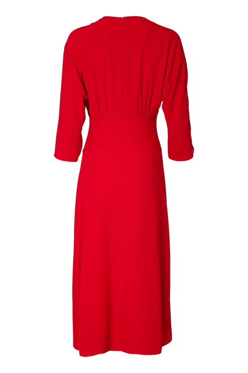 Kate Cooper Wrap Over Flared Dress With Slit in Red KCAW26131