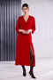 Kate Cooper Wrap Over Flared Dress With Slit in Red KCAW26131