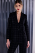 Kate Cooper Lurex Check Blazer Style Jacket in 985 Black & Silver KCAW26132