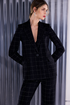 Kate Cooper Lurex Check Blazer Style Jacket in 985 Black & Silver KCAW26132