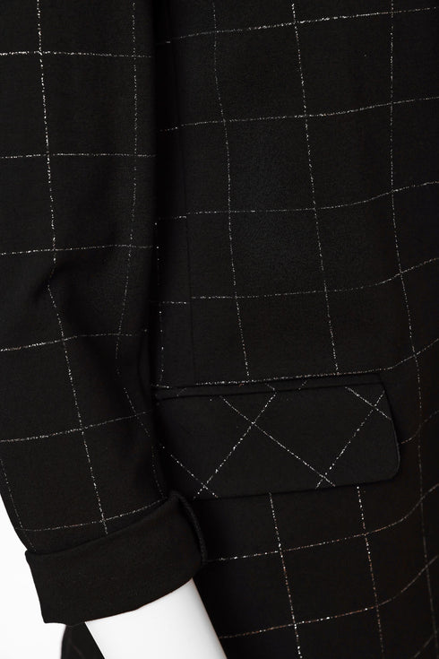Kate Cooper Lurex Check Blazer Style Jacket in 985 Black & Silver KCAW26132