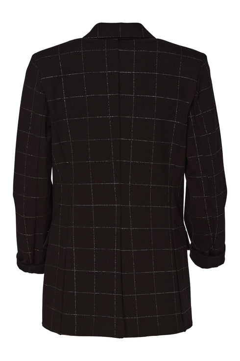 Kate Cooper Lurex Check Blazer Style Jacket in 985 Black & Silver KCAW26132