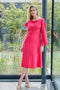 Kate Cooper Dress with overtop frill and sleeve trim in Poppy Red KCS25148