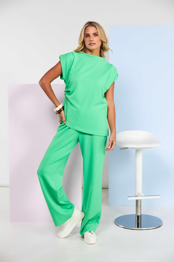 Kate Cooper Wide Leg Soft Pull-Up Trouser – Vibrant Green – KCS26122