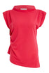 Kate Cooper Ruched Funnel Neck Top with Pleat Detail – Poppy Red – KCS26121