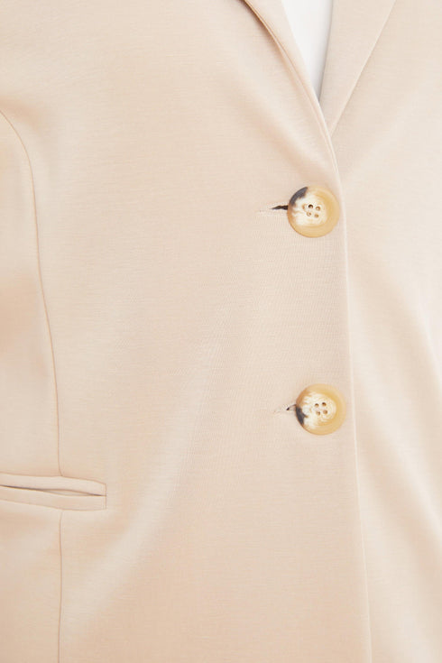 Kate Cooper Single Breasted Jersey Blazer with Pearl Pin Trim – Stone – KCS26123