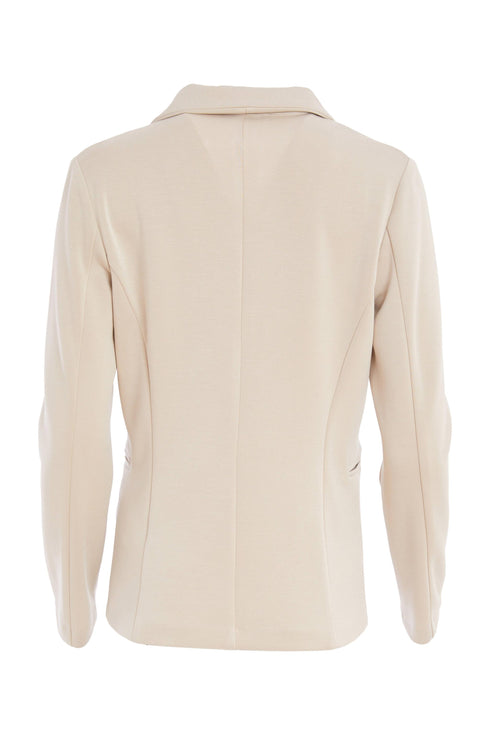 Kate Cooper Single Breasted Jersey Blazer with Pearl Pin Trim – Stone – KCS26123