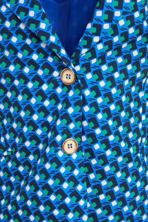 Kate Cooper Single Breasted Geometric Print Blazer – Dazzling Blue – KCS26125