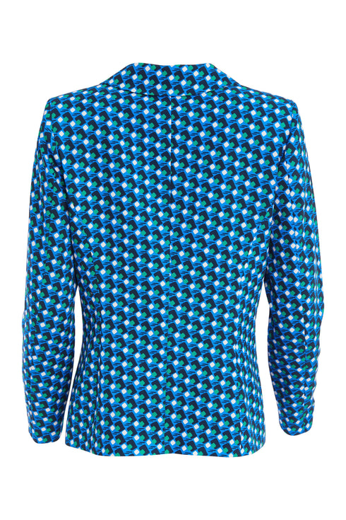 Kate Cooper Single Breasted Geometric Print Blazer – Dazzling Blue – KCS26125