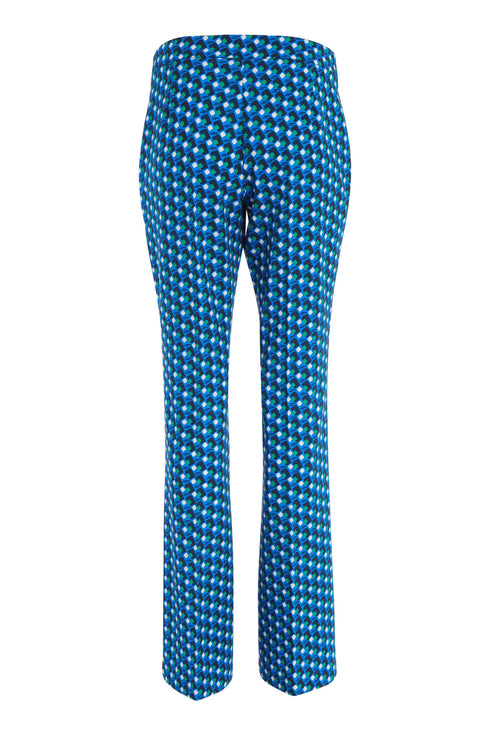 Kate Cooper Boot-Cut Geometric Print Trouser – Dazzling Blue – KCS26126