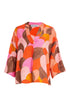 Kate Cooper V-Neck Bracelet Sleeve Blouse in Semi-Circle Print – Strawberry Cream – KCS26130