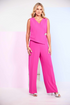 Kate Cooper Women's Hot Pink Wide-Leg Jumpsuit – Waistcoat Style Wrap Top with Jewelled Pin KCS26148