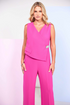 Kate Cooper Women's Hot Pink Wide-Leg Jumpsuit – Waistcoat Style Wrap Top with Jewelled Pin KCS26148