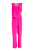 Kate Cooper Women's Hot Pink Wide-Leg Jumpsuit – Waistcoat Style Wrap Top with Jewelled Pin KCS26148