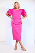 Kate Cooper Women's Fitted Dress with Print Taffeta Puff Sleeves KCS26164
