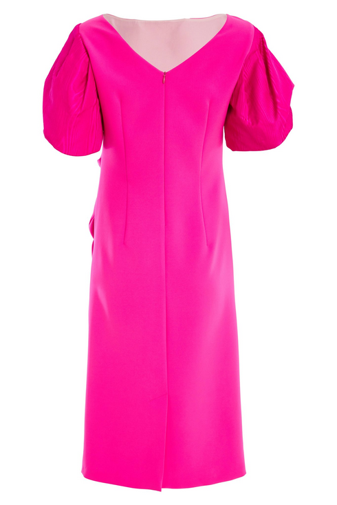 Kate Cooper Women's Fitted Dress with Print Taffeta Puff Sleeves KCS26164