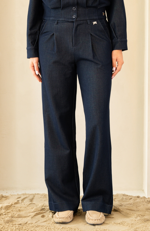Kimara Kea Wide Leg Pleated Jeans KEA - Denim Blue
