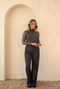 Kimara Kiki Wide-Leg Denim-Look Trousers KIKI - Grey