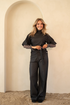 Kimara Kiki Wide-Leg Denim-Look Trousers KIKI - Grey