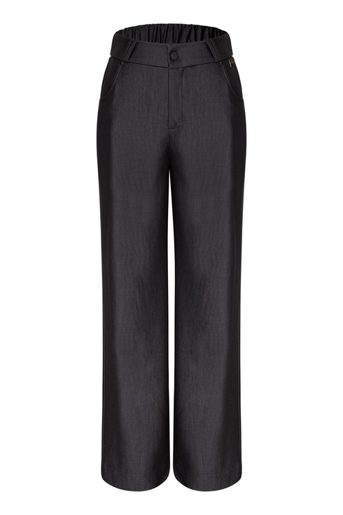 Kimara Kiki Wide-Leg Denim-Look Trousers KIKI - Grey