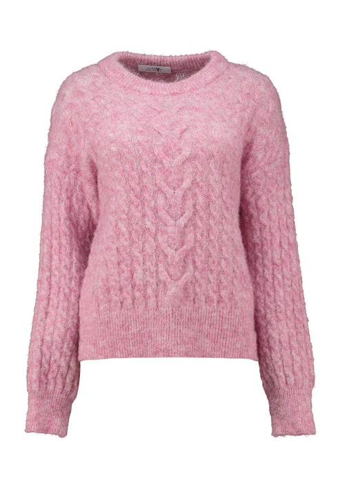 Hailys Ni44alann Cable Knit Crew Neck Jumper KOM-10200 - Light Pink