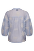 Kimara Fashion Women's Light Blue Marion Blouse – 360-Degree Texture with 3/4 Puff Sleeves