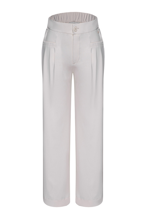 Kimara Fashion Women's Silver White Ivy Travel-Fabric Trousers