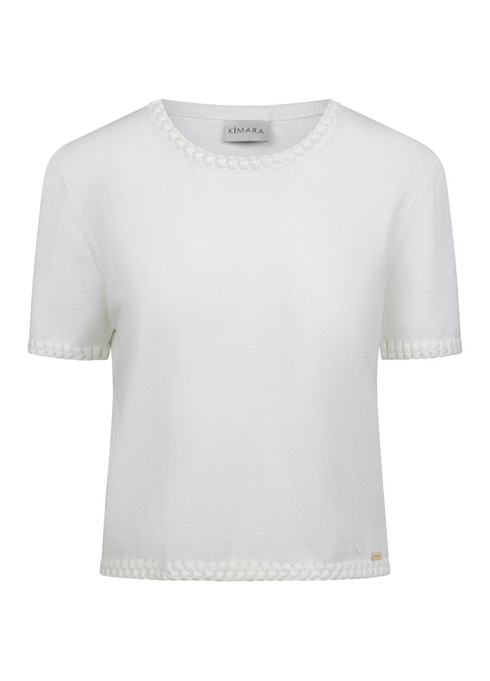 Kimara Fashion Women's Kate Viscose Knit Top with Crochet Trim