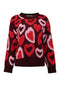 Hailys Ma44rnine Heart Pattern Crew Neck Knit Jumper KST-65032 - Dark Cherry/Red
