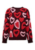 Hailys Ma44rnine Heart Pattern Crew Neck Knit Jumper KST-65032 - Dark Cherry/Red