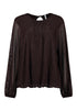 Hailys Ma44ria Long Sleeve Glitter Round Neck Top KY2601011PTY - Cocoa Brown