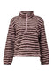 Hailys Ma44illin Long Sleeve Striped 1/4 Zip Fleece Top LA-2601073 - Cocoa Brown / Rose Stripe