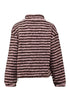 Hailys Ma44illin Long Sleeve Striped 1/4 Zip Fleece Top LA-2601073 - Cocoa Brown / Rose Stripe