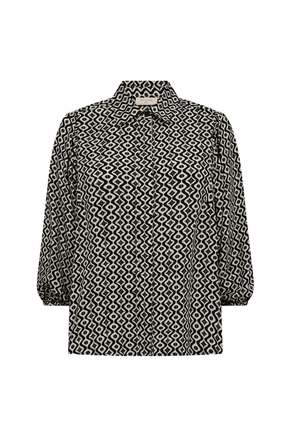 Freequent FQADNEY-SHIRT Printed Three-Quarter Sleeve Shirt 211376 Moonbeam and Black
