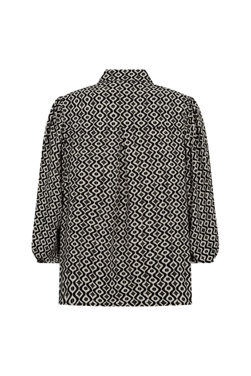Freequent FQADNEY-SHIRT Printed Three-Quarter Sleeve Shirt 211376 Moonbeam and Black