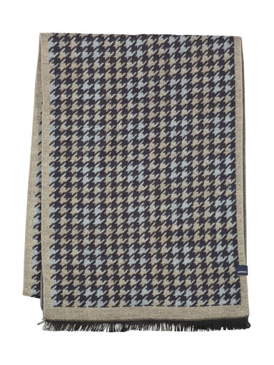 Lerros Houndstooth Woven Fringed Winter Scarf 5691087 485 - Classic Navy